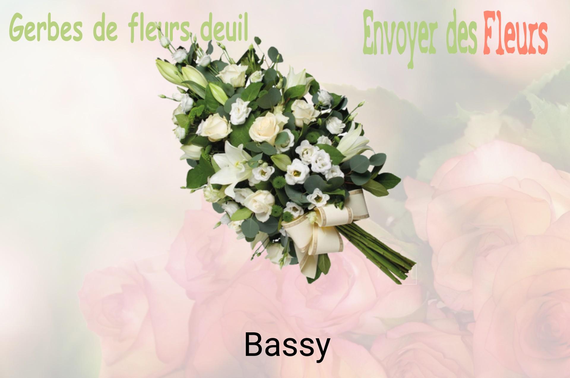 Gerbe de fleurs de deuil livrée à Bassy